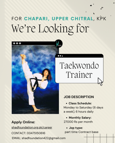 The SHAD Foundation is launching a pilot project in Chapari, upper Chitral, KPK, to promote health, discipline, and youth engagement through martial arts training.